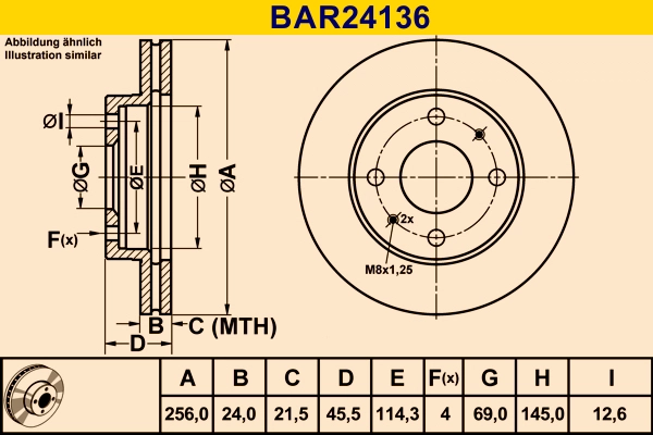 Диск тормозной BARUM BAR24136