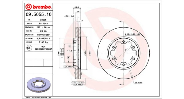 Диск тормозной MAGNETI MARELLI 360406035000