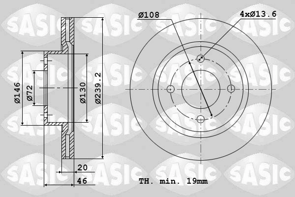Диск тормозной SASIC 9004360J