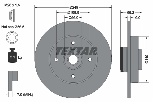 Тормозной диск TEXTAR 92202100