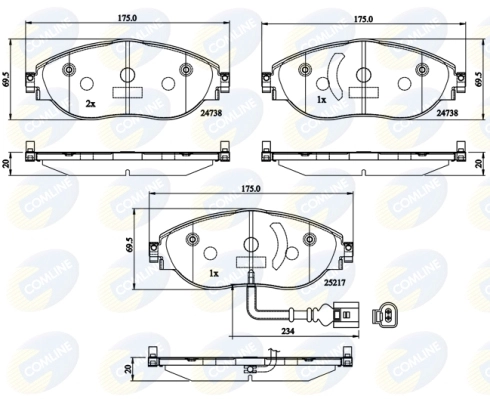 Колодки пер vw passat/sharan 1.4-3.6/2.0tdi 10- COMLINE CBP12201