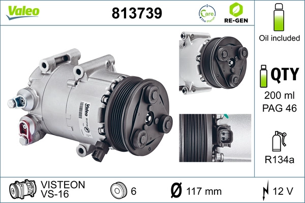 Компрессор кондиционера VALEO 813739