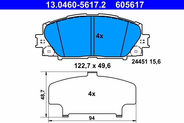 Колодки тормозные дисковые ATE 13.0460-5617.2
