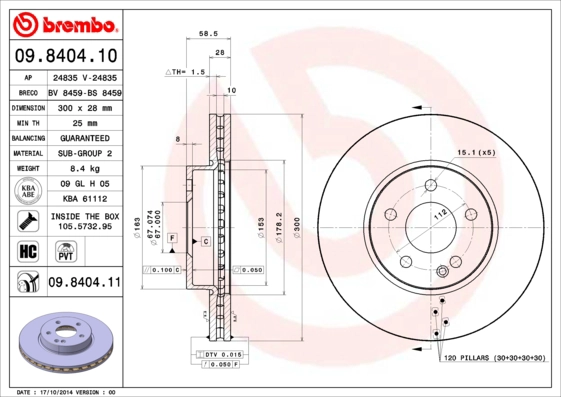 Диск тормозной BRECO BS 8459