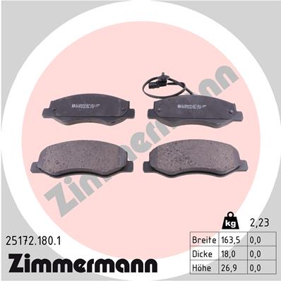 Колодки opl movano/ren master 2. 3cdti 10- зад ZIMMERMANN 25172.180.1
