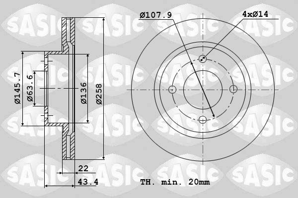 Диск тормозной SASIC 9004817J