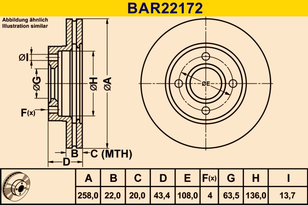 Диск тормозной BARUM BAR22172