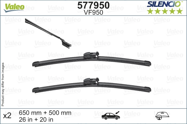 Silencio flat blade комплект щеток стеклоочистителя бескаркасных 650x500 VALEO 577950