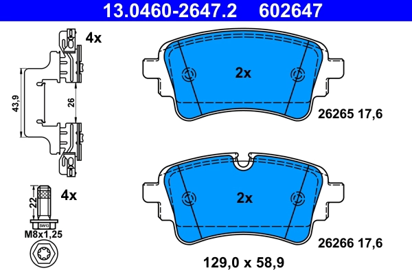 Комплект тормозных колодок зад audi a4/a5/a6/a7/q5/q7 vw tuareg 2016