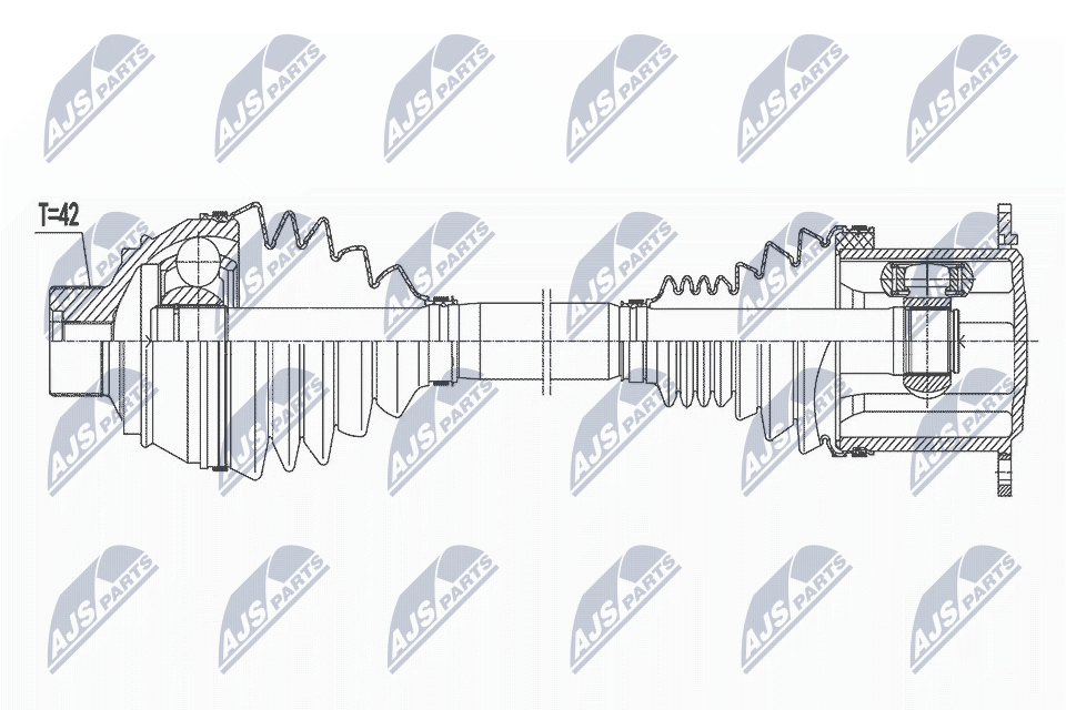 Полуось audi eng.2.0tdi2.0tfsi a4 b9 /avant/allroad quattro 15- a5/sportback 16- /frontl/ratm/ NTY NPWAU036