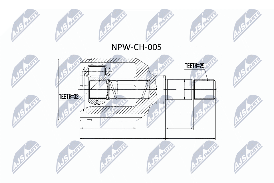 Шрус внутр. к-кт chrysler voyager -95 dodge caravan 91- /left/ NTY NPWCH005