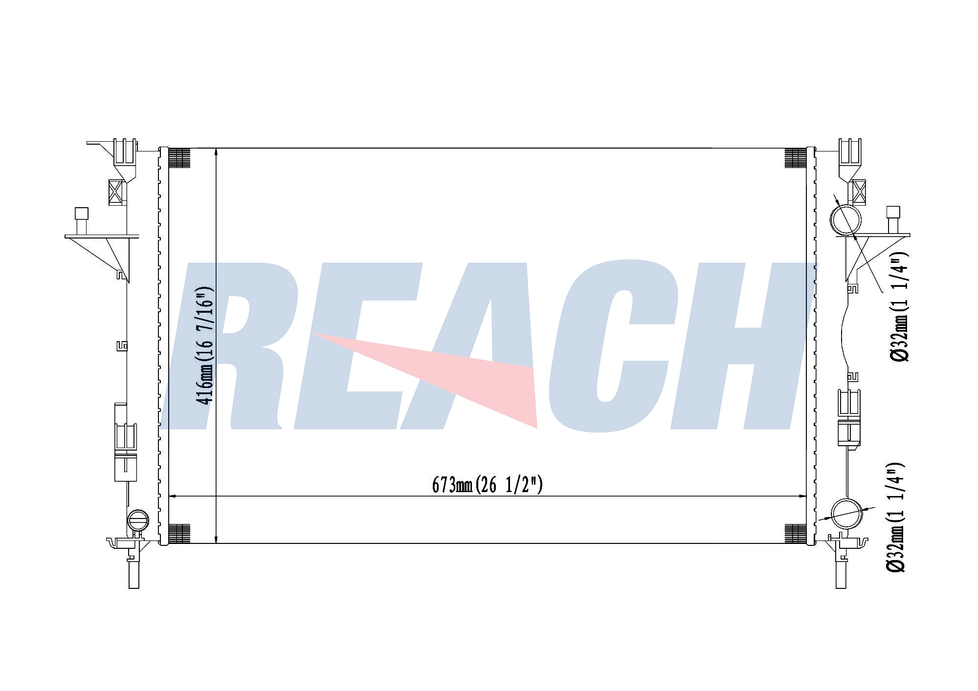 Радиатор системы охлаждения REACH 1.40.14647.523