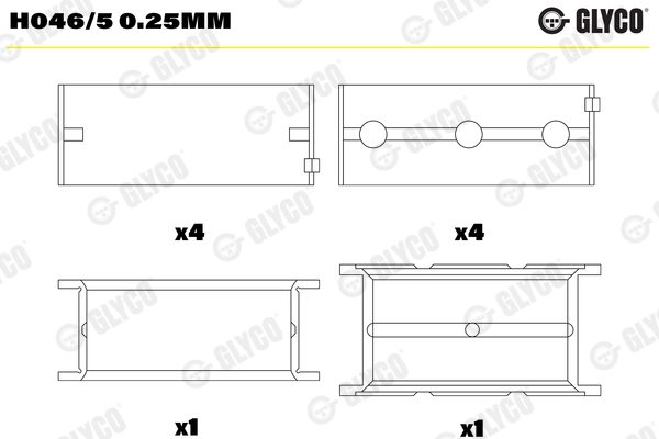 Вкладыши двигателя GLYCO H046/5 0.25mm