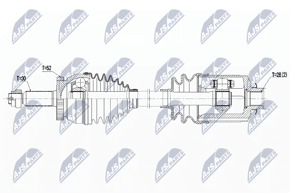 Полуось hyundai ix55 3.0v6 crdi 08- передняя правая NTY NPWHY563
