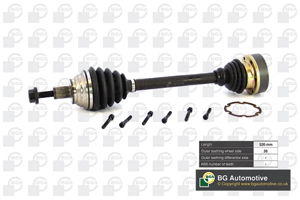 Полуось volkswagen golf 2014- jetta 2006-2010 passat 2005-2009 touran 2003-2011 BGA DS9634L