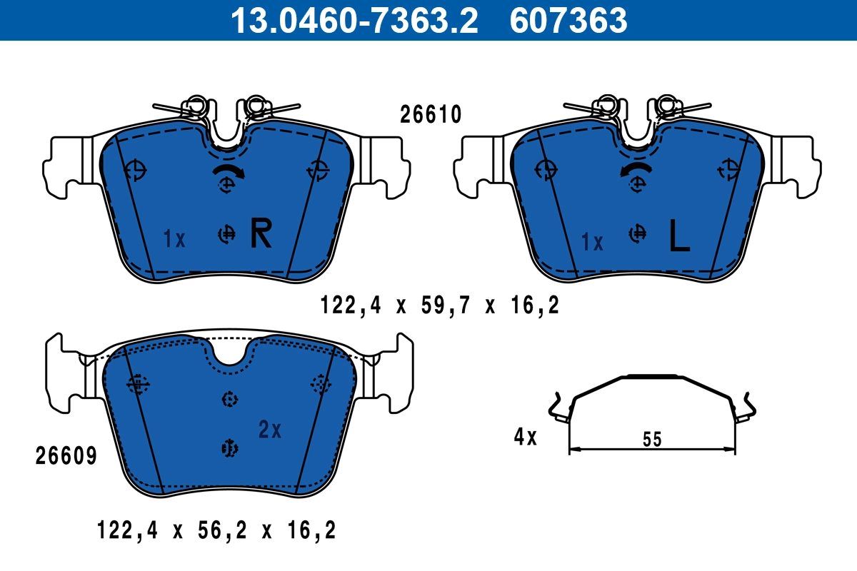 Тормозные колодки зад volvo s90ii/v60 i/v90ii/xc60ii/xc90ii/ jaguar e-pace f-pace xexf ii/range ATE 13.0460-7363.2