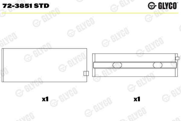 Вкладыши двс коренные (на 1 шейку) GLYCO 72-3851 STD