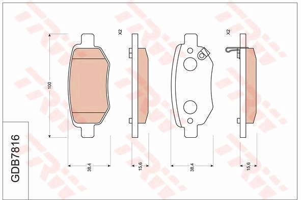 Комплект колодок для дисковых тормозов TRW GDB7816AT