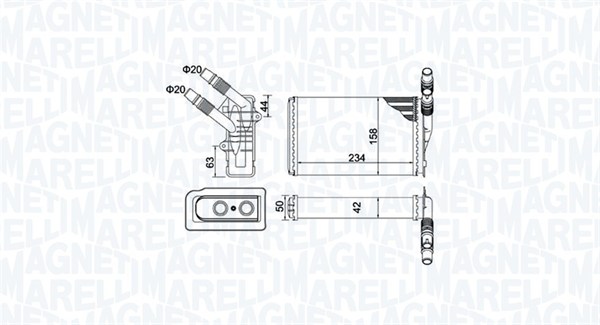Br433 радиатор печки renault kangoo/nissan kubistar 97- MAGNETI MARELLI 350218433000