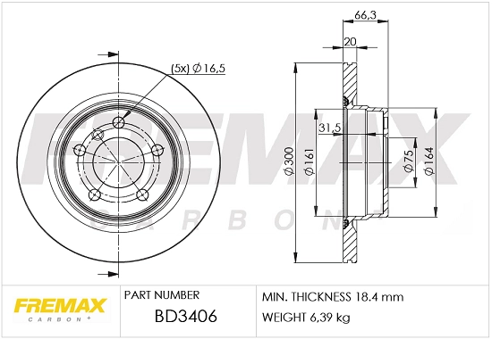 Тормозной диск FREMAX BD-3406
