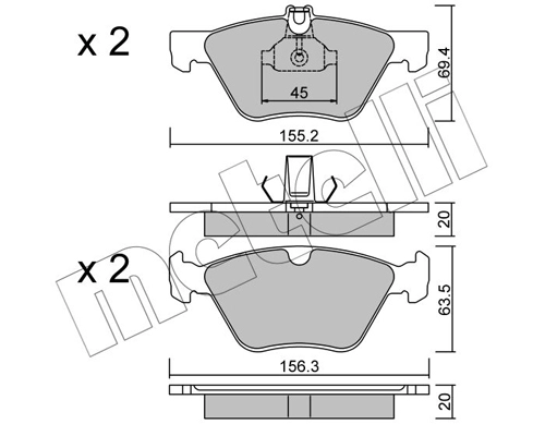 Комплект тормозных колодок дисковый тормоз METELLI 22-0252-0