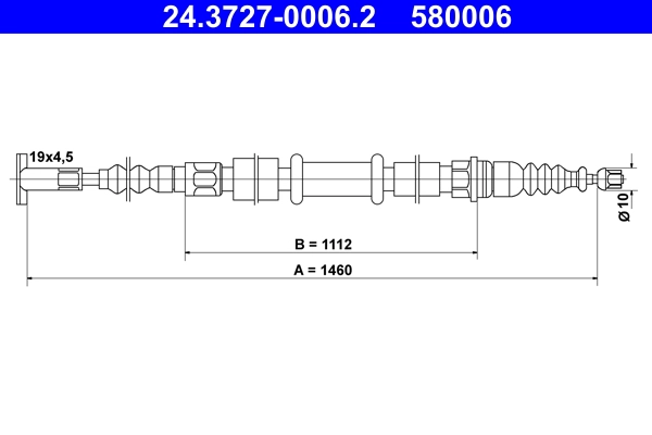 Тросик cтояночный тормоз ATE 24.3727-0006.2