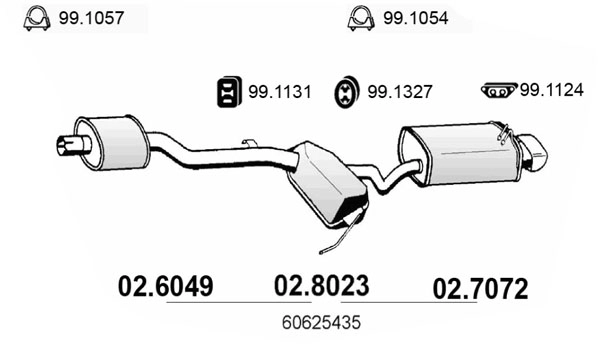 Средний / конечный глушитель ог ASSO 02.8023