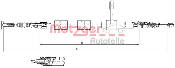 Тросик cтояночный тормоз METZGER 251.33