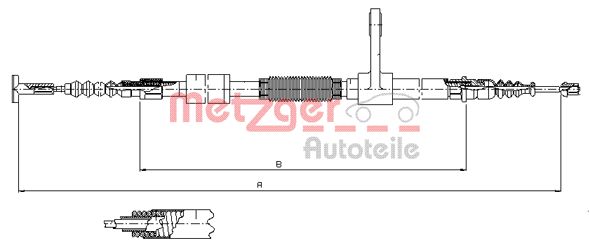 Тросик cтояночный тормоз METZGER 251.34