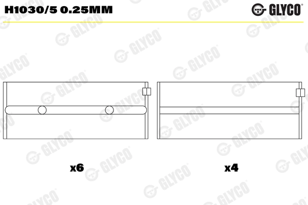 Подшипник коленвала GLYCO H1030/5 0.25mm