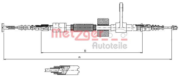 Тросик cтояночный тормоз METZGER 251.32