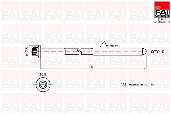 Комплект болтов головки цилидра FAI AUTOPARTS B701