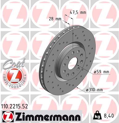 Тормозной диск sport brake disc z ZIMMERMANN 110.2215.52