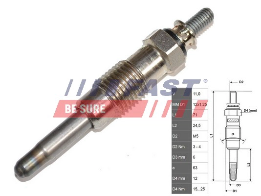 Свеча накаливания FAST FT82710