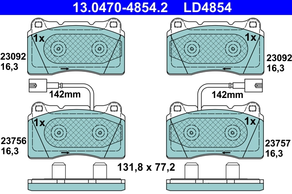 Комплект тормозных колодок дисковый тормоз ate ceramic ATE 13.0470-4854.2