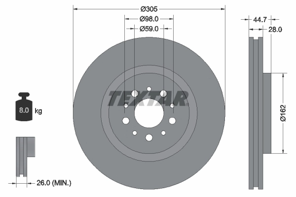 Тормозной диск TEXTAR 92092700