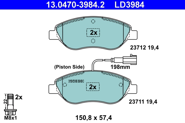 Комплект тормозных колодок дисковый тормоз ate ceramic ATE 13.0470-3984.2