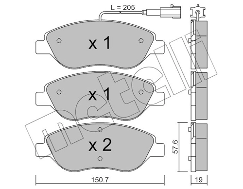 Комплект тормозных колодок дисковый тормоз METELLI 22-0577-0