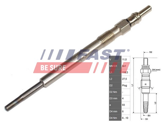 Свеча накаливания FAST FT82720
