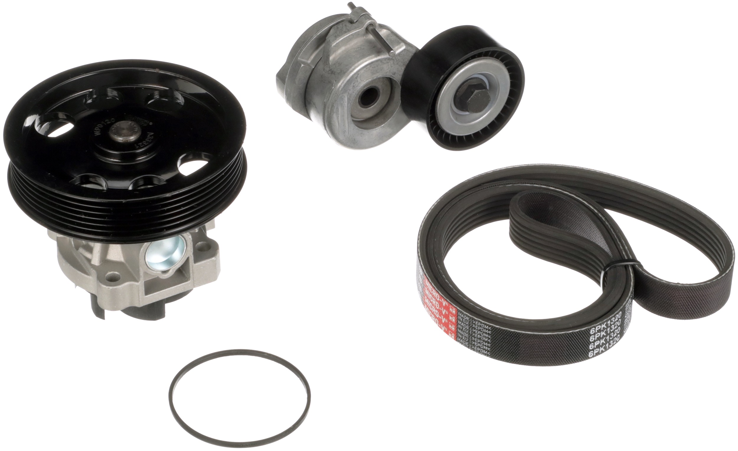 Водяной насос + комплект ручейковых ремней micro-v kit GATES KP16PK1320