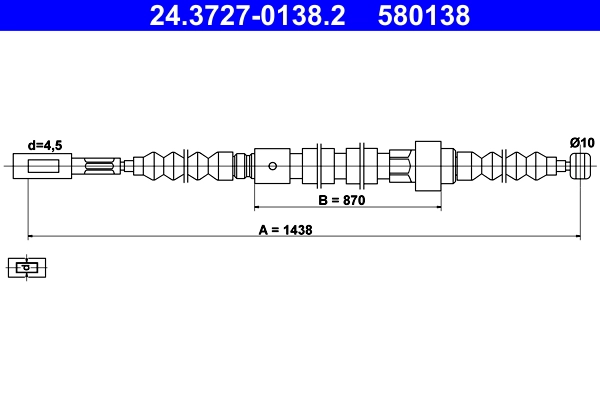 Тросик cтояночный тормоз ATE 24.3727-0138.2