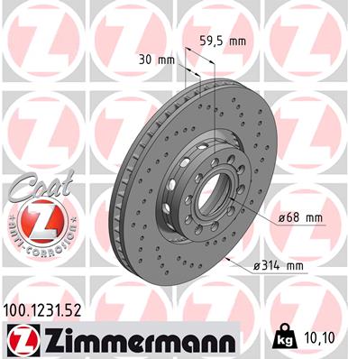 Тормозной диск sport brake disc z ZIMMERMANN 100.1231.52