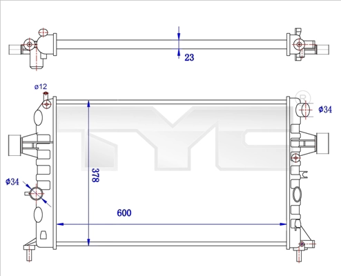 Радиатор охлаждение двигателя TYC 725-0038-R