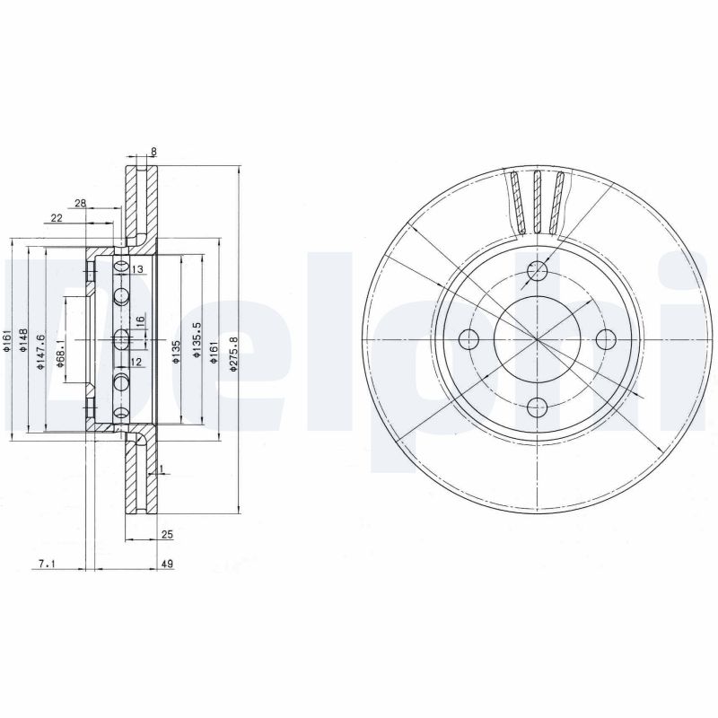 Тормозной диск DELPHI BG2748