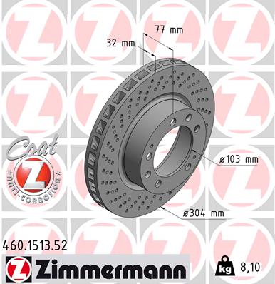 Тормозной диск sport brake disc z ZIMMERMANN 460.1513.52