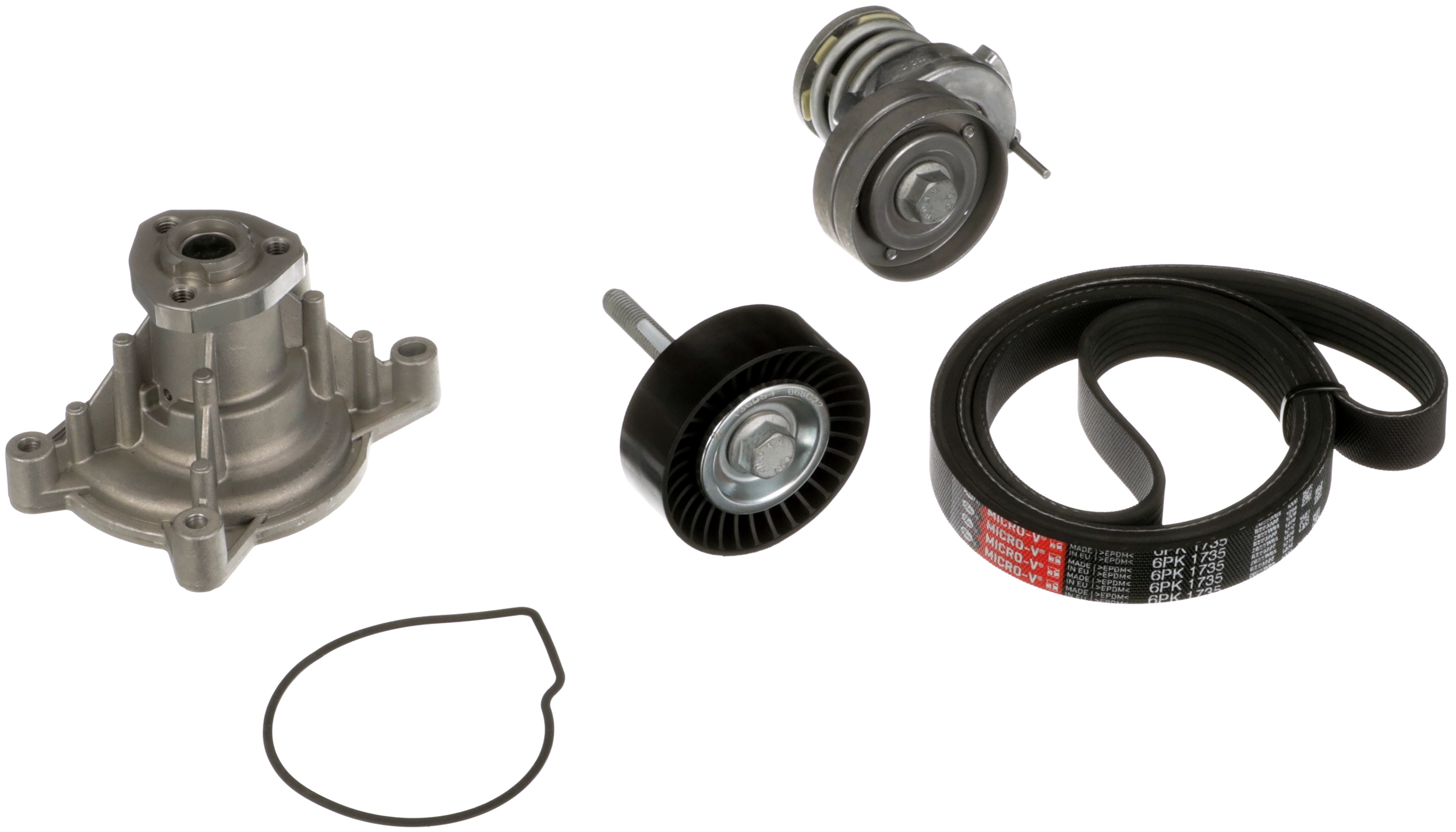 Водяной насос + комплект ручейковых ремней micro-v kit GATES KP76PK1735