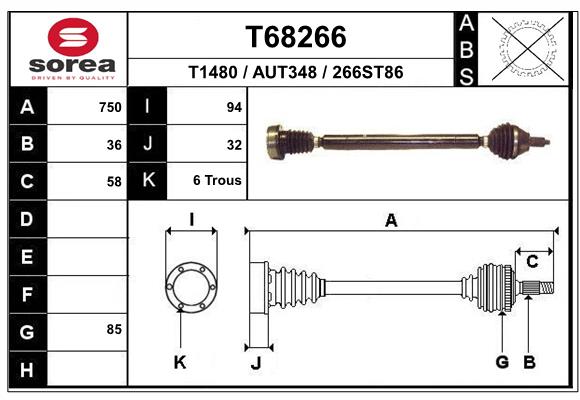 Приводной вал EAI T68266
