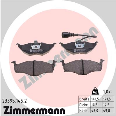 Комплект тормозных колодок дисковый тормоз ZIMMERMANN 23395.145.2