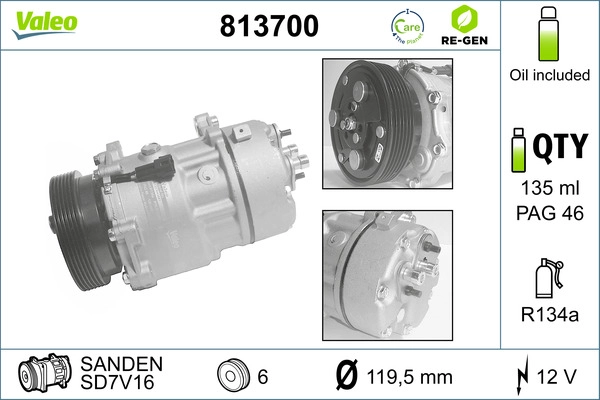 Компрессор кондиционер valeo re-gen remanufactured VALEO 813700