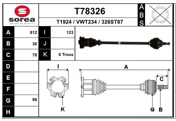 Приводной вал EAI T78326